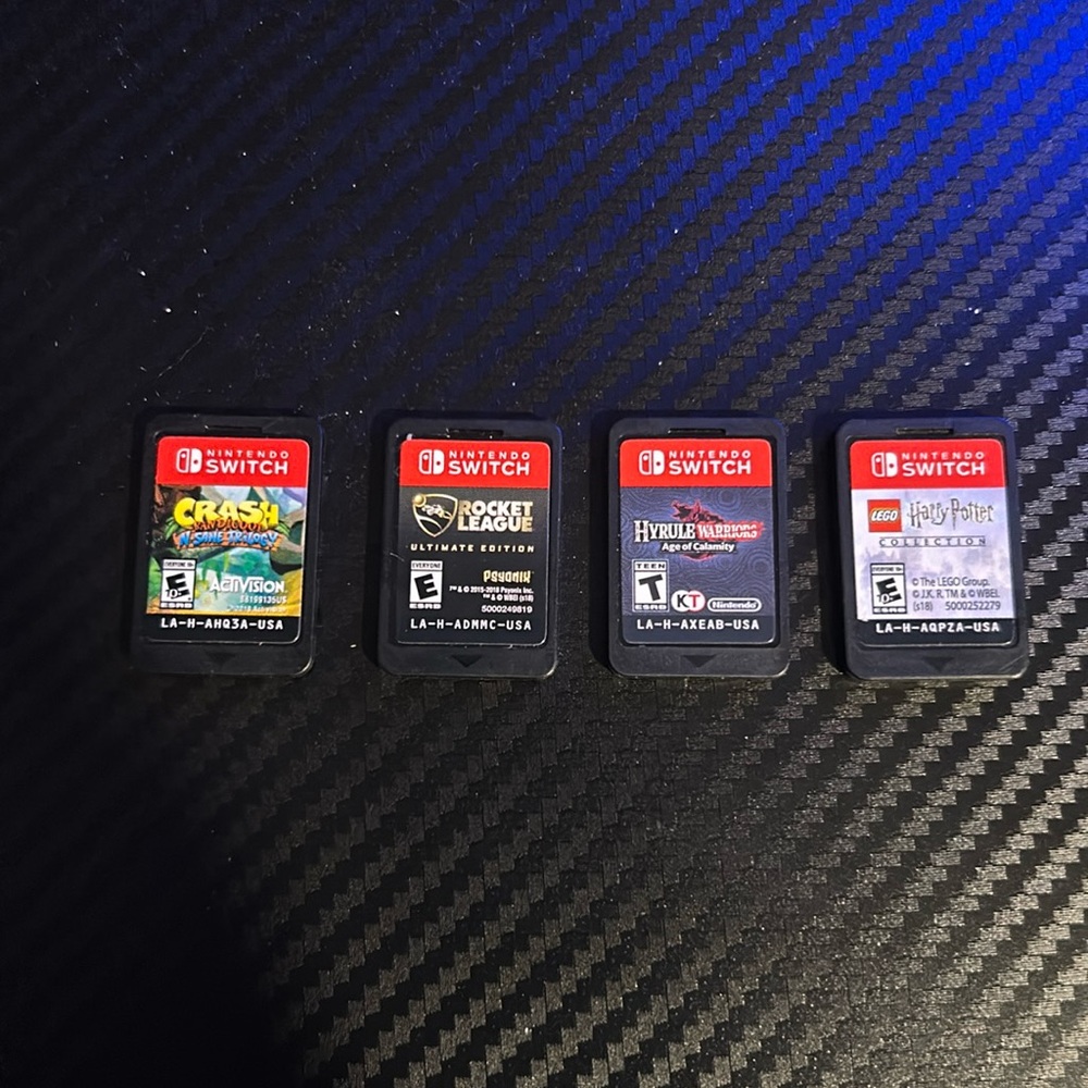 Crash bandicoot, rocket league, hyrule warriors and Lego Harry Potter for switch